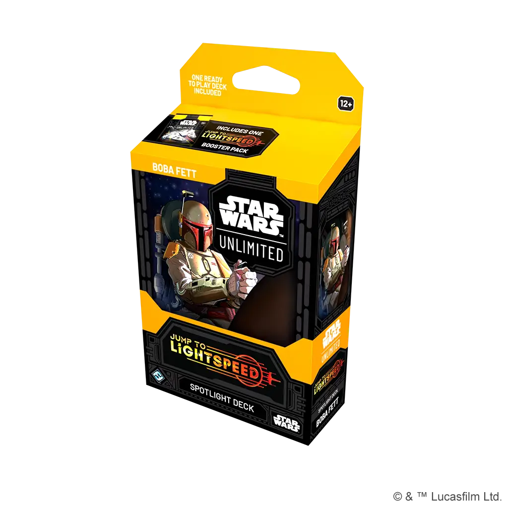 Star Wars Jump to Lightspeed Boba Fett Spotlight Deck box with booster pack for collectors