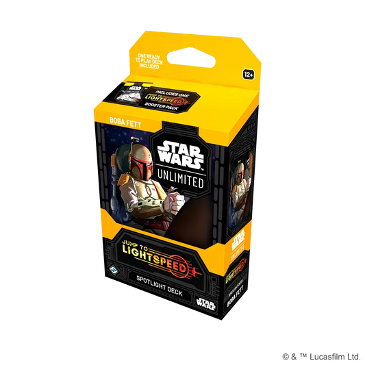 Star Wars Jump to Lightspeed Boba Fett Spotlight Deck box with booster pack for collectors