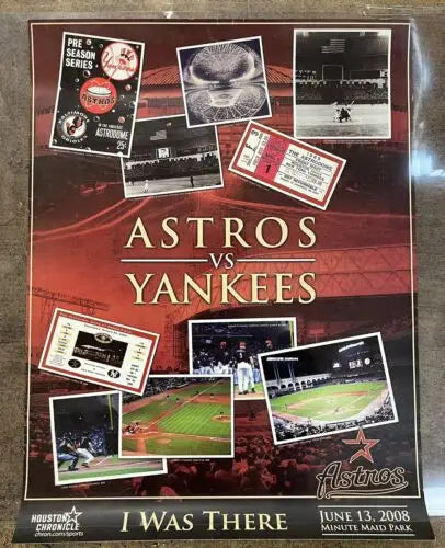 Astros vs Yankees Minute Maid Park commemorative poster from June 13, 2008