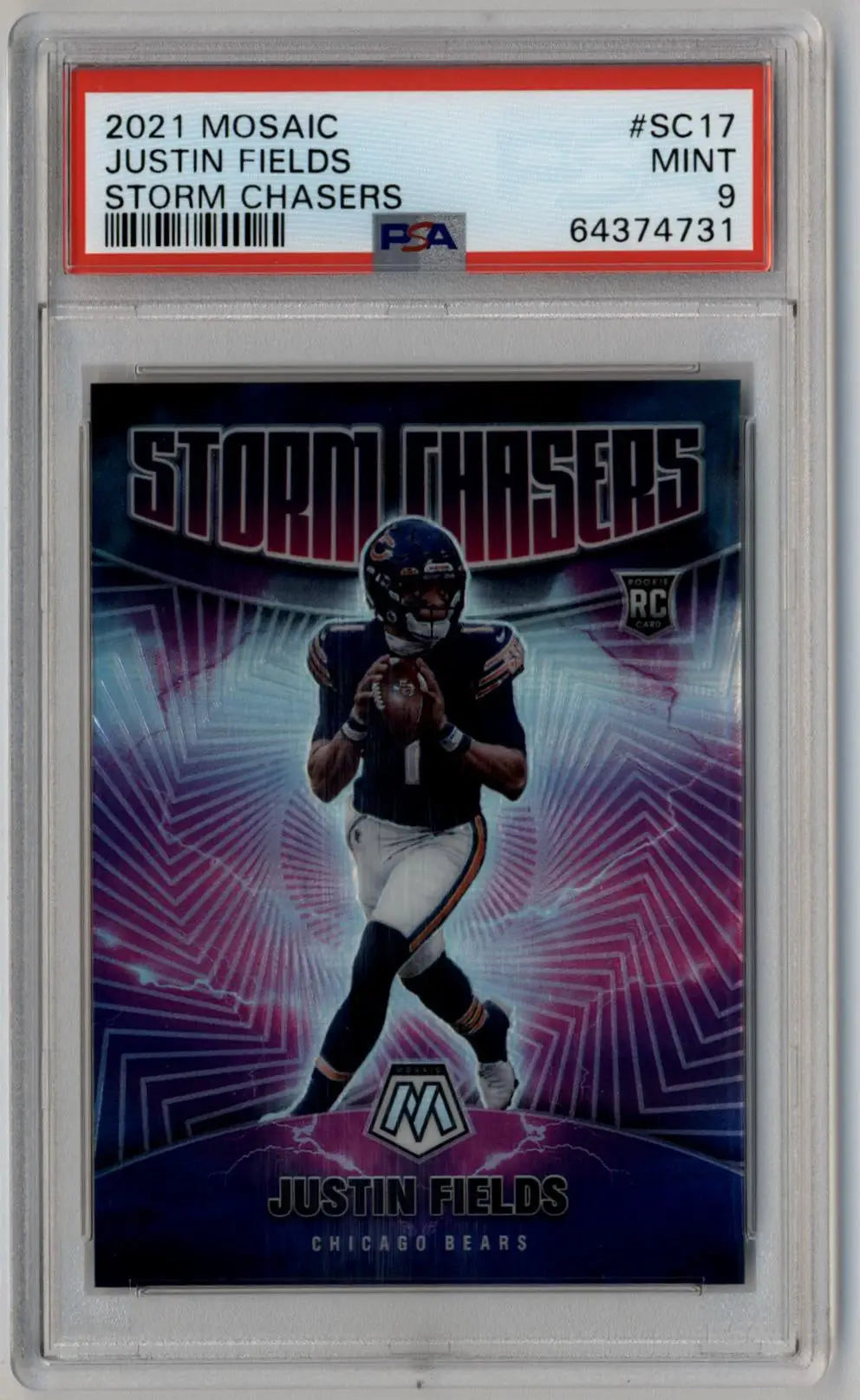 Graded Justin Fields 2021 Mosaic Storm Chasers #SC17 PSA 9 Mint rookie card