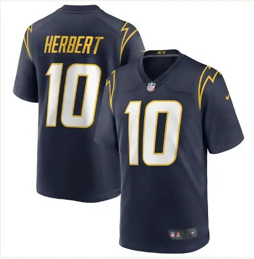 Justin Herbert Chargers Nike 2nd alternate navy football jersey with yellow and white accents