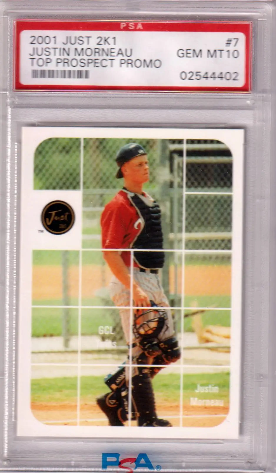PSA graded Justin Morneau 2001 Just 2K1 prospects promo baseball card Columbia Hobby