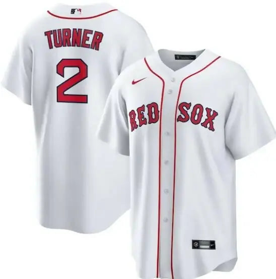 White Red Sox baseball jersey featuring Justin Turner for Boston Red Sox Nike home replica