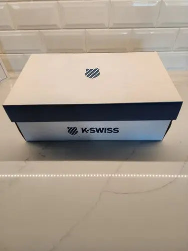 K-Swiss Ultrashot aqua blue tennis shoe box front view for size 13 new release