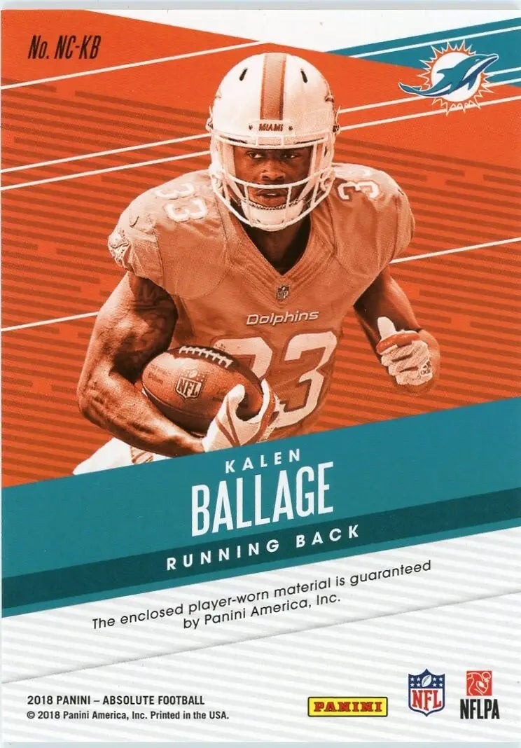 Kalen Ballage Miami Dolphins Panini Absolute Newcomers football trading card