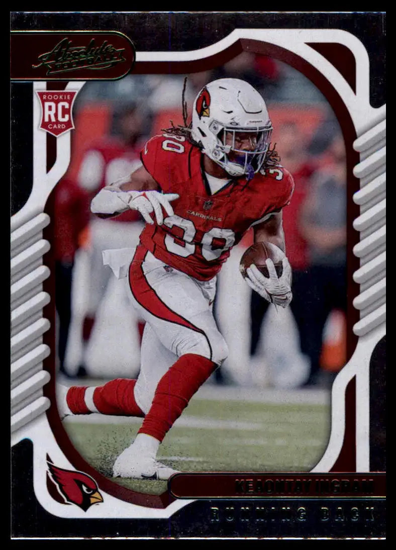 Keaontay Ingram rookie football card from Panini Absolute 2022 Arizona Cardinals