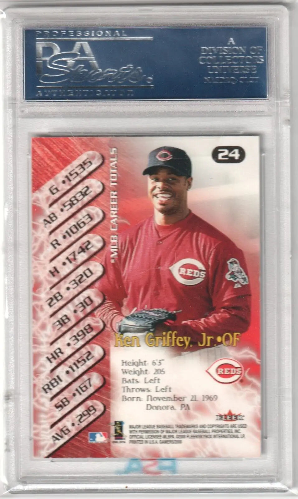 Ken Griffey Jr baseball card from 2000 Fleer Gamers, PSA 10, Reds, single cards on Columbia Hobby eBay store