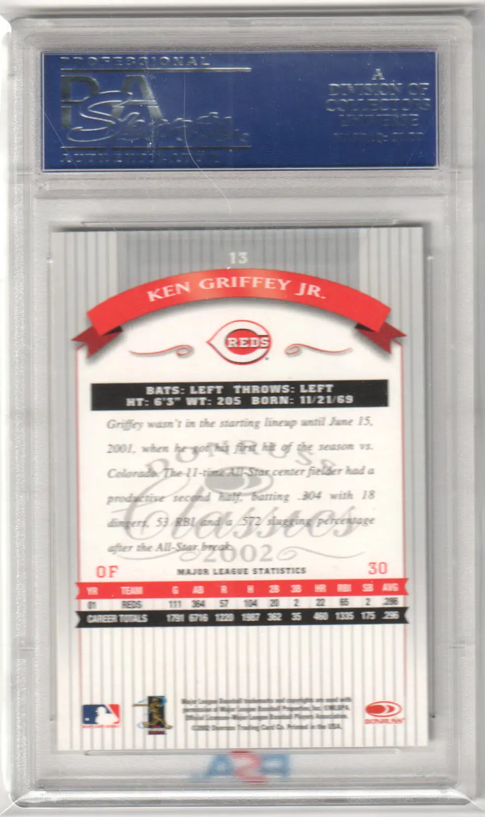 Graded Ken Griffey Jr baseball card from Donruss Classics by Columbia Hobby in PSA 10