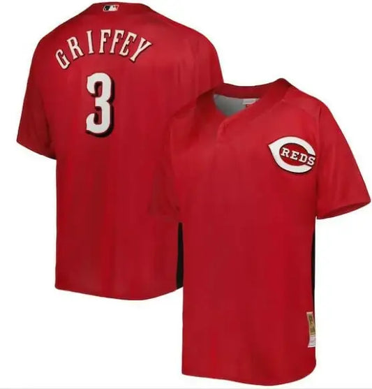 Red Cincinnati Reds baseball jersey from the Ken Griffey Jr. Cooperstown Collection