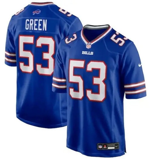 Blue Kendrick Green Buffalo Bills Nike Team Game Jersey with number 53 and GREEN on back