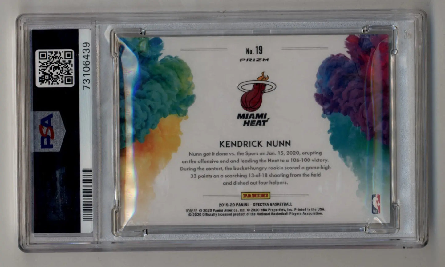 Kendrick Nunn 2019-20 Spectra Color Blast trading card with vibrant watercolor design