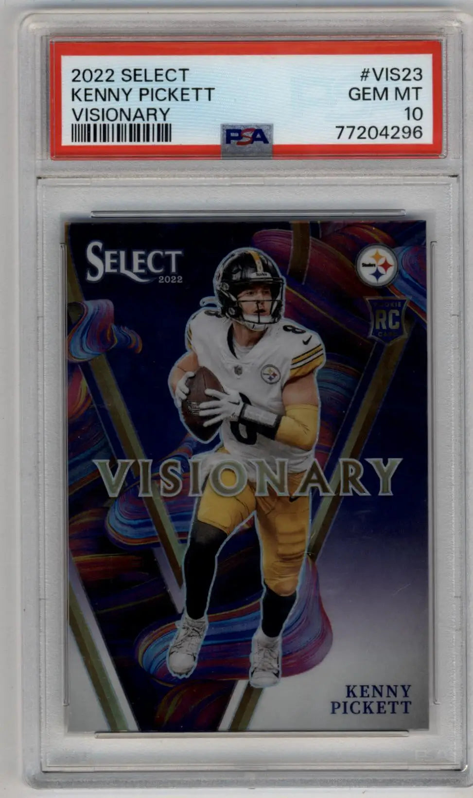 Kenny Pickett 2022 Select Visionary PSA 10 Gem Mint football card in Steelers uniform