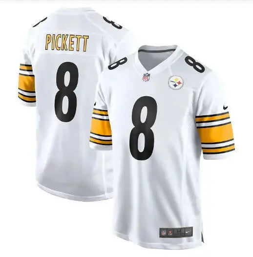 White Kenny Pickett Pittsburgh Steelers Nike Player Game Jersey featuring #8 for football