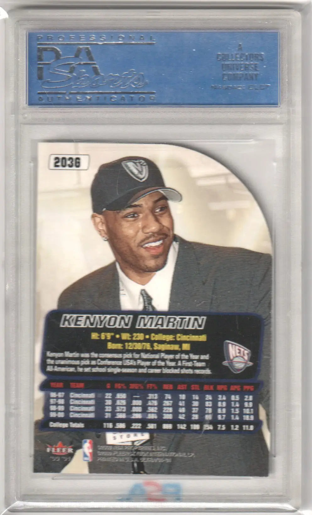 Kenyon Martin basketball card from Columbia Hobby 203G Gold Medallion PSA 9 Mint