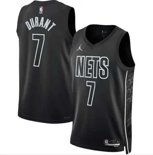 Black Kevin Durant Brooklyn Nets Jordan Brand Swingman Jersey displayed in product image