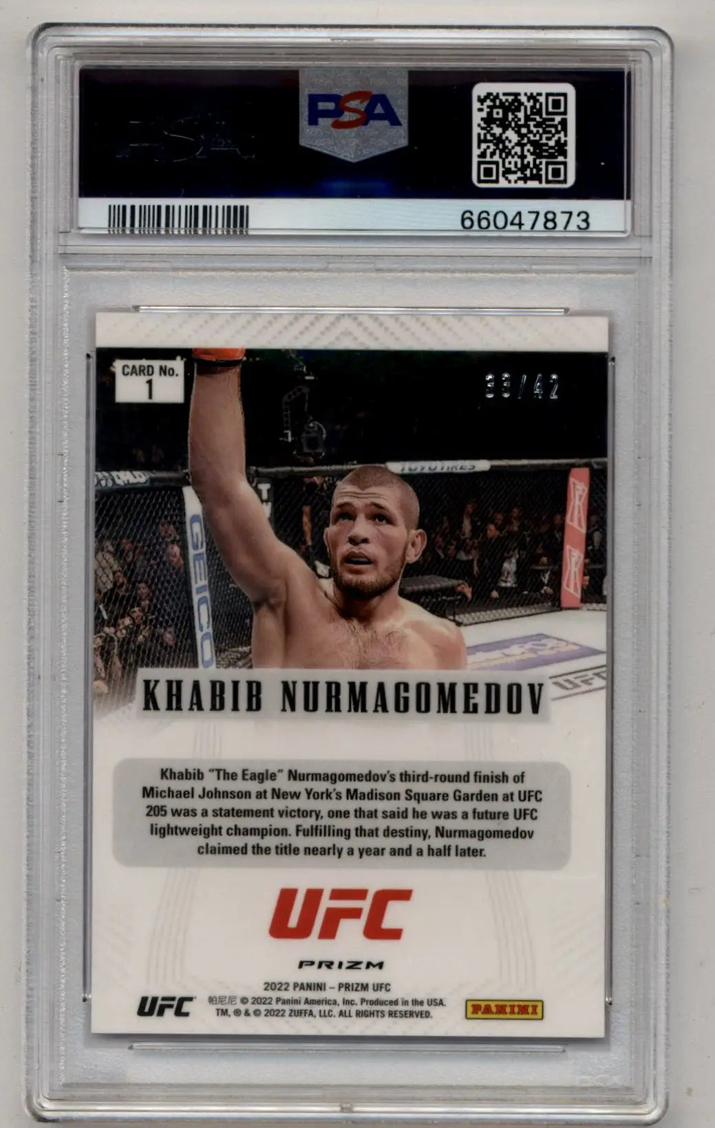 Khabib Nurmagomedov 2022 Prizm UFC Flashback Pink Pulsar 33/42 PSA 9 Mint - Singles