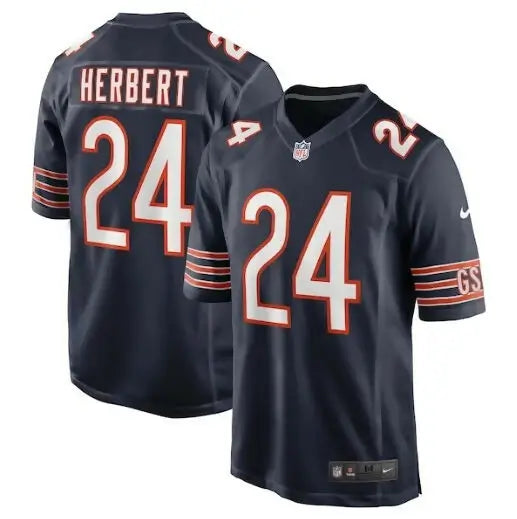 Dark blue Khalil Herbert Chicago Bears Nike Game Jersey with HERBERT and number 24