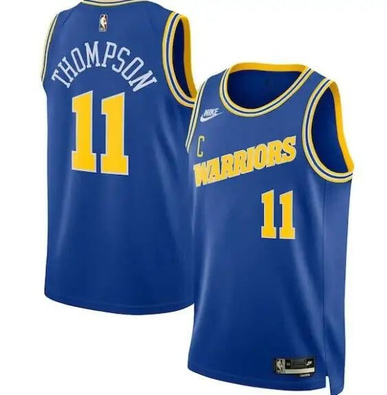 Blue and gold Klay Thompson Golden State Warriors Nike Swingman Jersey with number 11