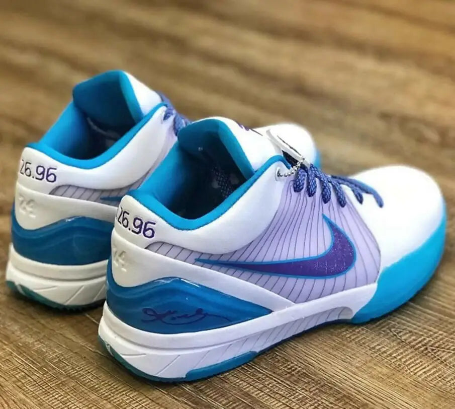 Kobe 4 Protro Draft Day Hornets athletic shoes with white, blue, purple, fast shipping