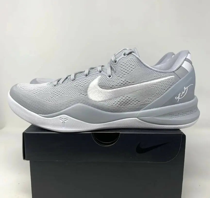 Kobe 8 Protro Wolf Grey basketball shoe with Nike swoosh, fast shipping available