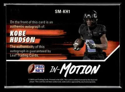 Kobe Hudson 2025 Pro Set Metal In Motion Prismatic Purple RC SSP card with autograph