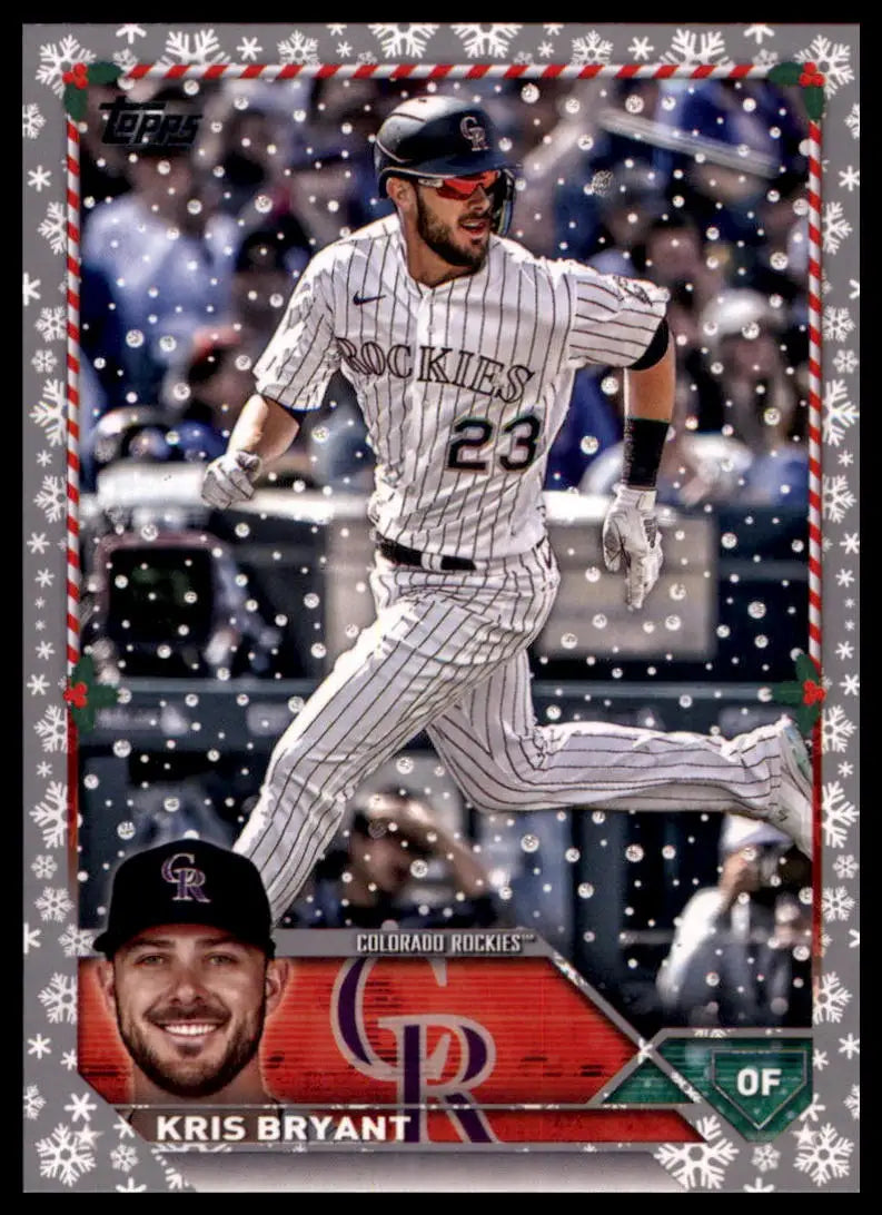 Kris Bryant 2023 Topps Holiday Metallic baseball card featuring Kris Bryant Colorado Rockies