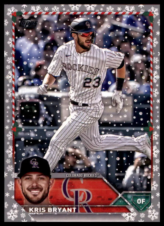 Kris Bryant 2023 Topps Holiday Metallic baseball card featuring Kris Bryant Colorado Rockies