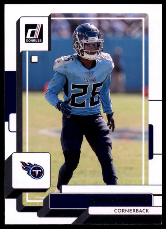 Football trading card featuring Kristian Fulton from 2022 Donruss Tennessee Titans