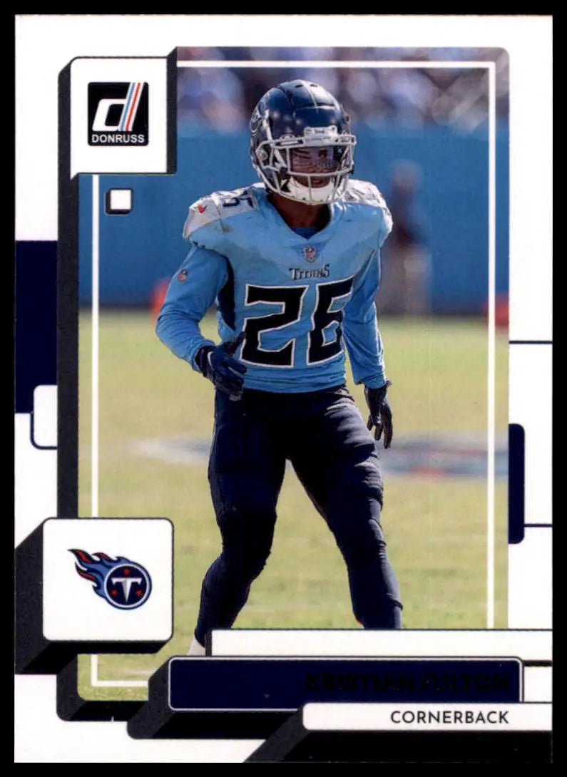 Football trading card featuring Kristian Fulton from 2022 Donruss Tennessee Titans collection