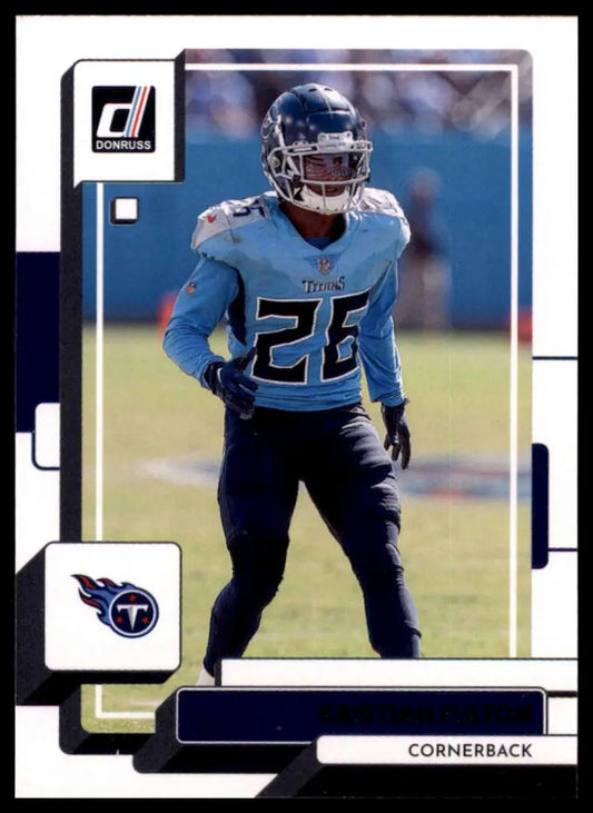Football trading card featuring Kristian Fulton from 2022 Donruss Tennessee Titans collection