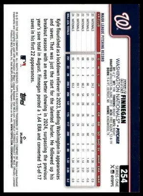 Kyle Finnegan baseball card from 2025 Topps showcasing Washington Nationals player
