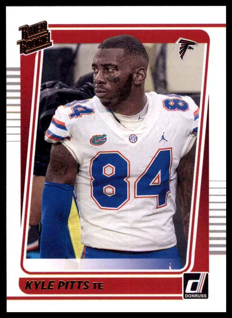 Kyle Pitts football card from 2021 Donruss Rated Rookies Atlanta Falcons product