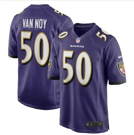 Purple Baltimore Ravens football jersey featuring Kyle Van Noy Nike Game design