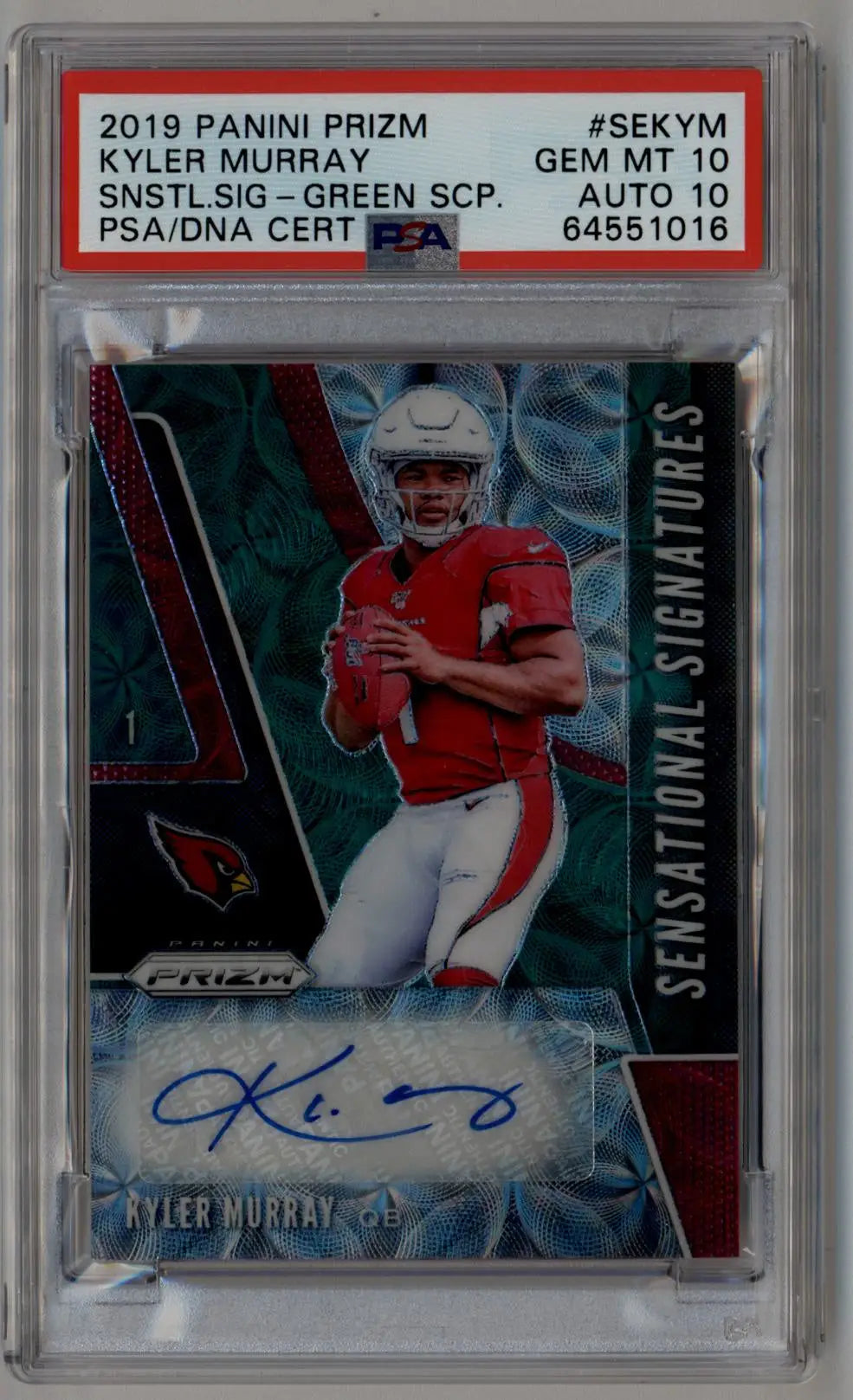 Kyler Murray 2019 Panini Prizm Sensational Signatures Prizms Green Scope #SEKYM 25/75 PSA 10 Auto 10 - Singles