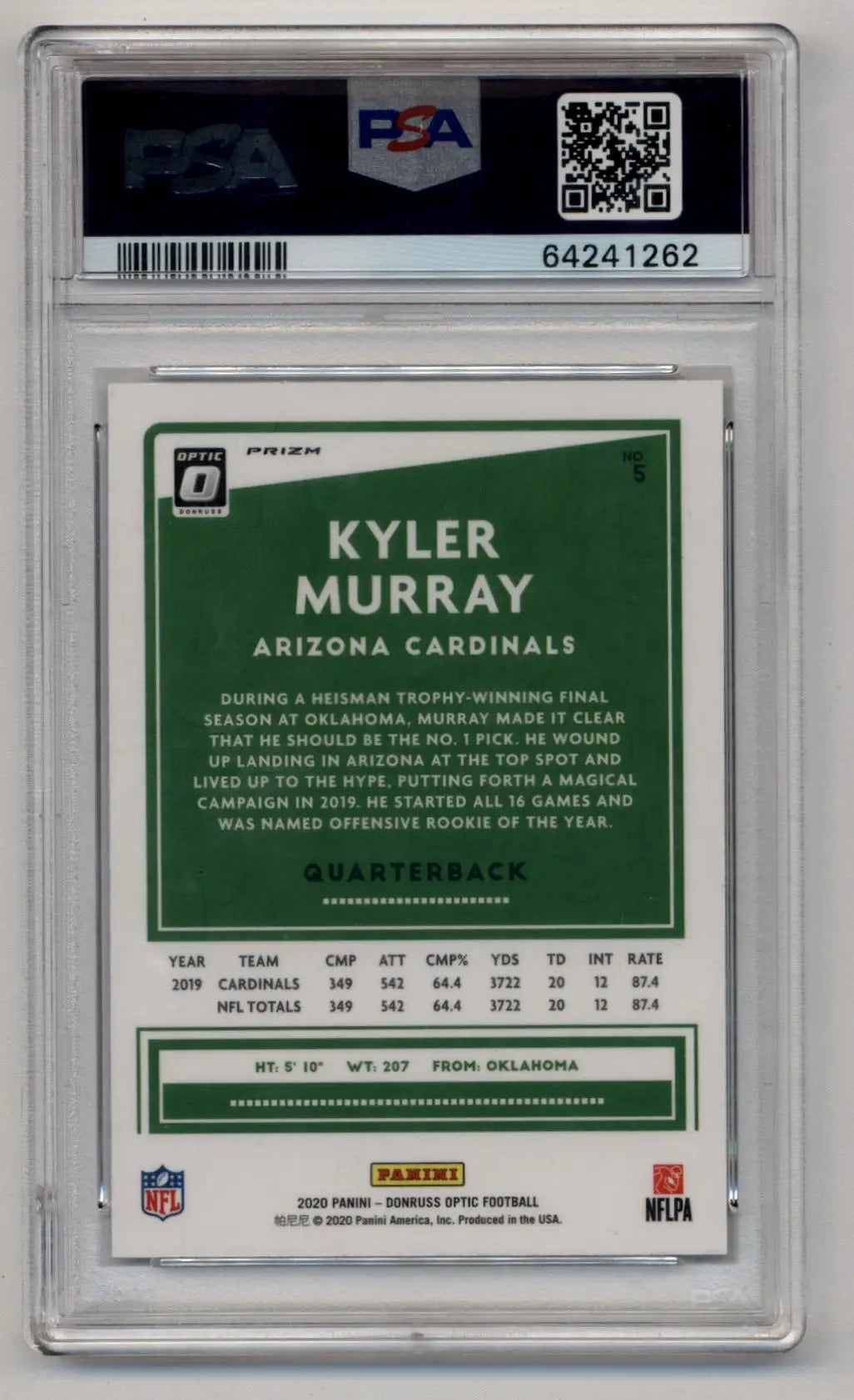 Kyler Murray 2020 Optic White Sparkle #5 PSA 10 Gem Mint - Singles