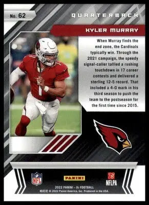 Kyler Murray football card from 2022 Panini XR Orange #/99 Arizona Cardinals