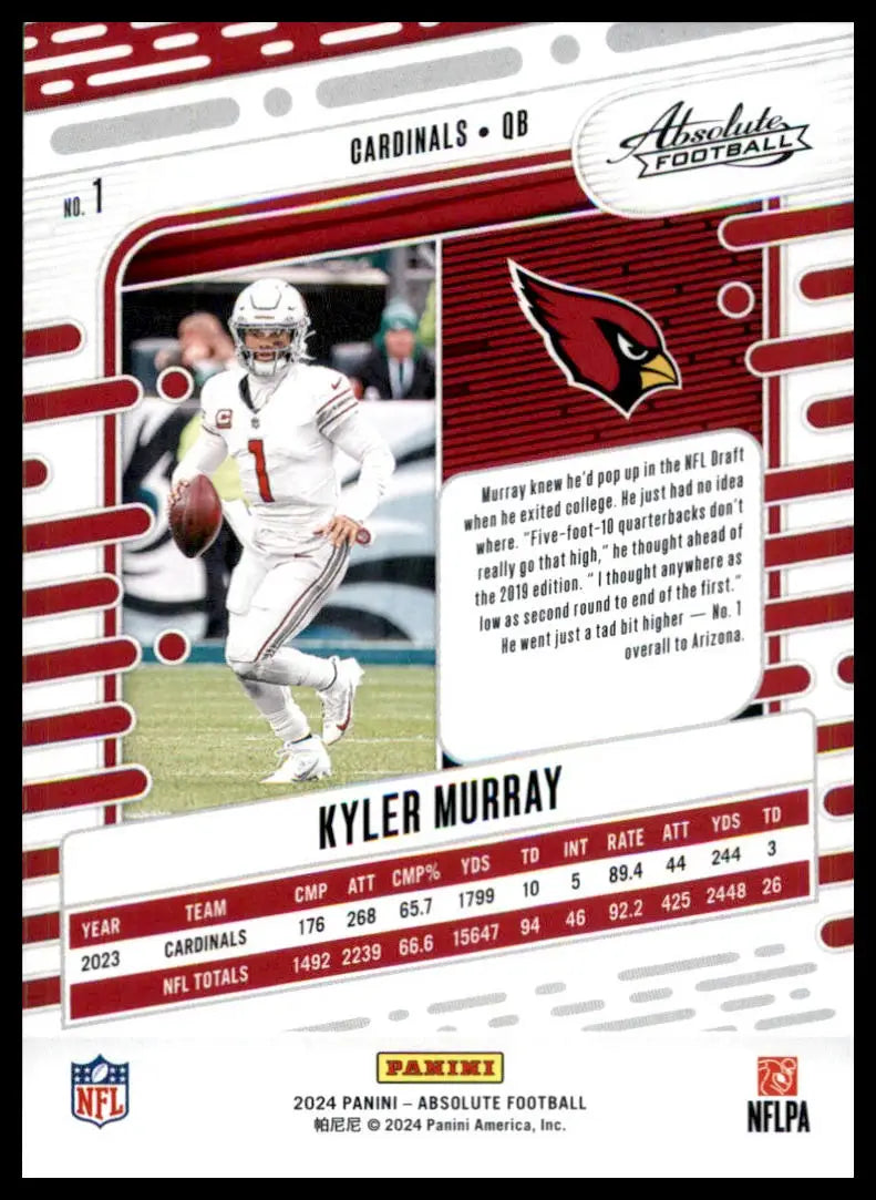 Kyler Murray Panini Absolute football card from 2024 Arizona Cardinals collection