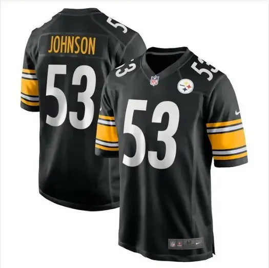 Black Pittsburgh Steelers Kyron Johnson Nike Game Jersey with Johnson and 53 on back