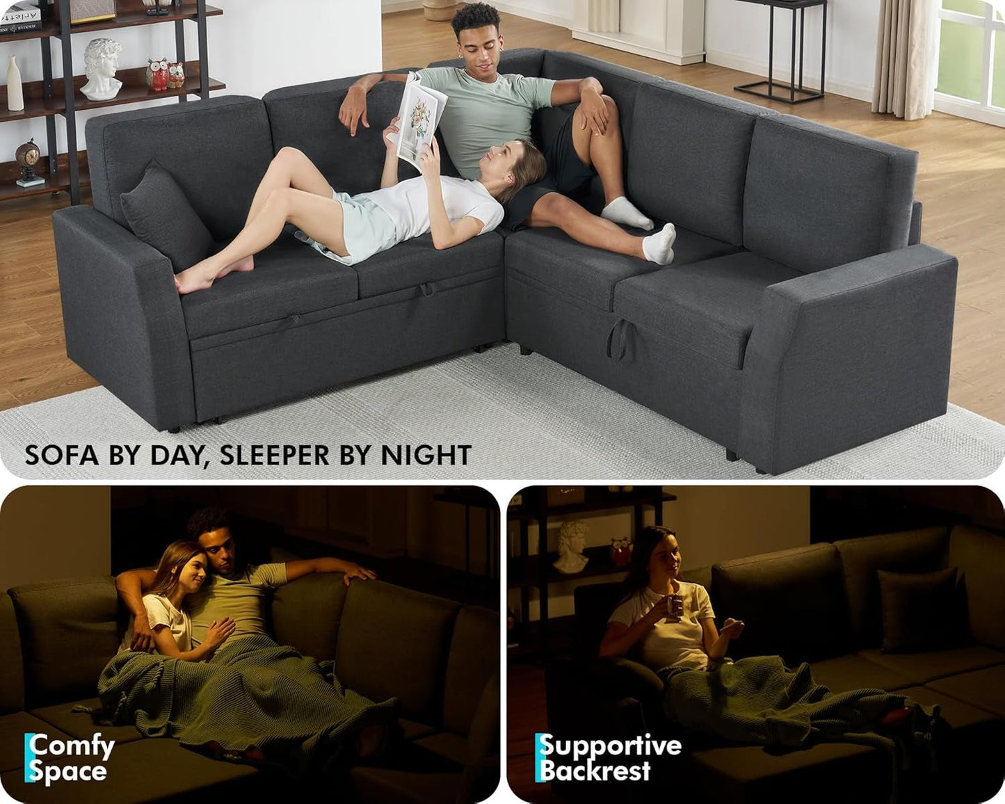 L Shaped Sleeper Sofa Bed with Storage for Comfort-4