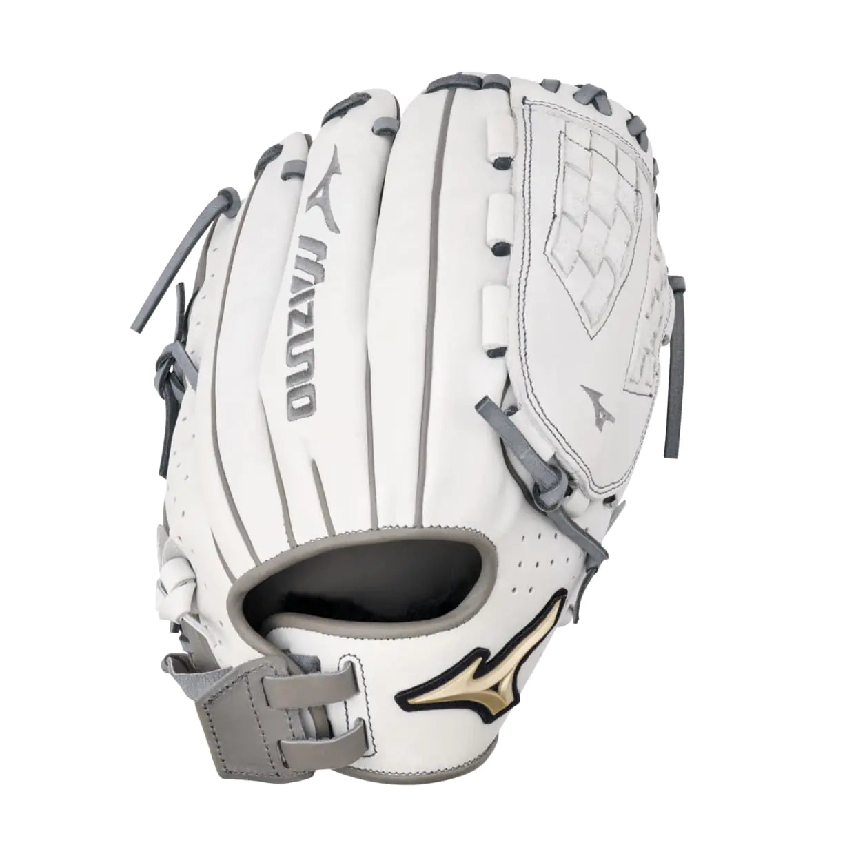 Mizuno Prime Elite Pitcher/Outfield Fastpitch Softball Glove 12" | Fastpitch FIELDERS MITT | RH White-Grey