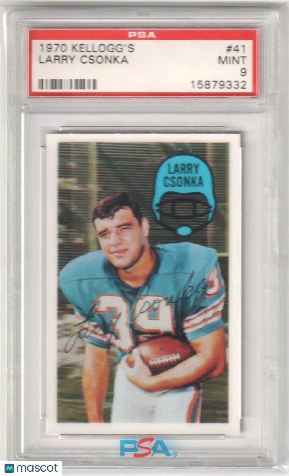 Columbia Hobby Larry Csonka 1970 Kellogg’s Larry football card PSA 9 Mint