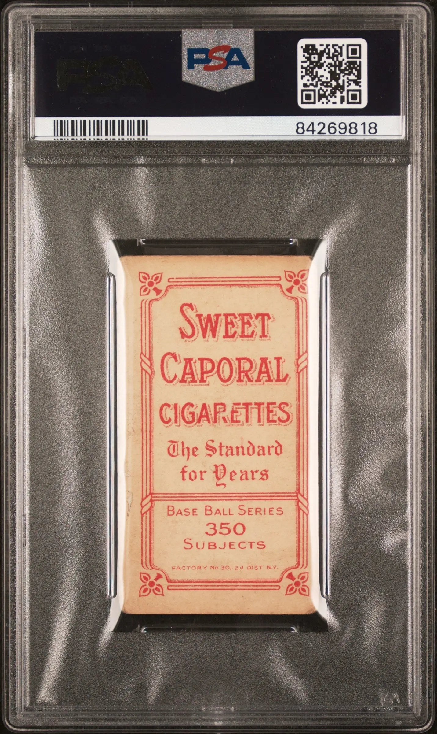 PSA-graded Larry Doyle T206 Sweet Caporal cigarette card in a protective holder