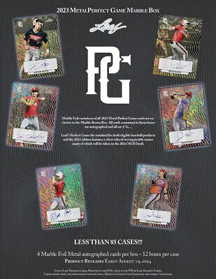 Leaf Baseball Perfect Game advertisement showcasing Metal Marble Foil cards per box