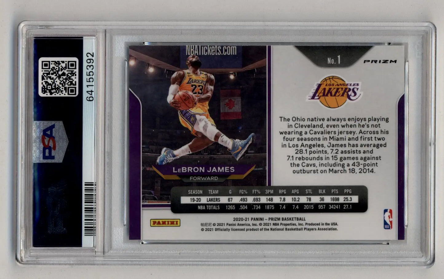 LeBron James 2020-21 Panini Prizm Prizms Green #1 PSA 10 Gem Mint - Singles