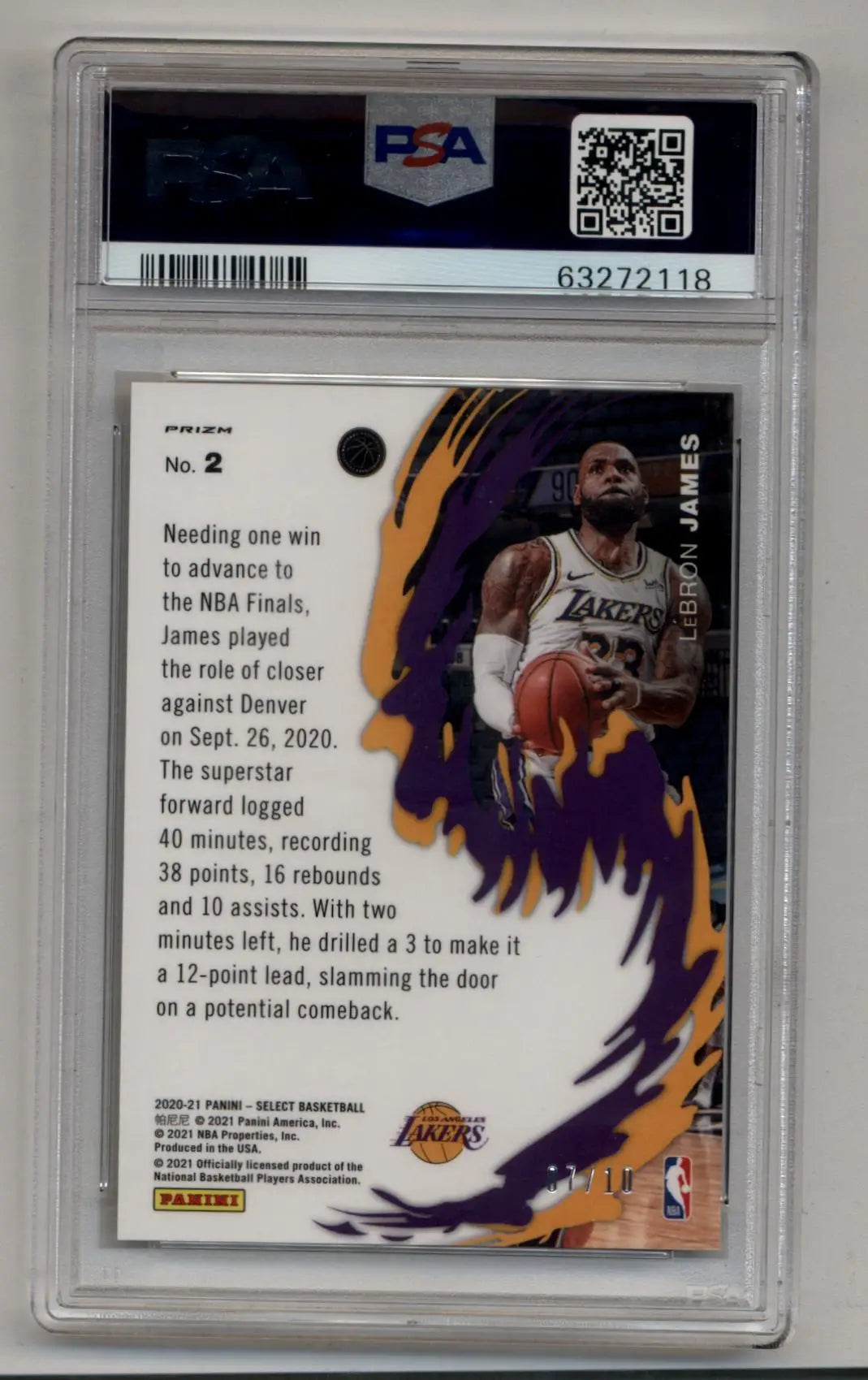 LeBron James 2020-21 Select Unstoppable Gold 07/10 #2 PSA 10 Gem Mint - Singles