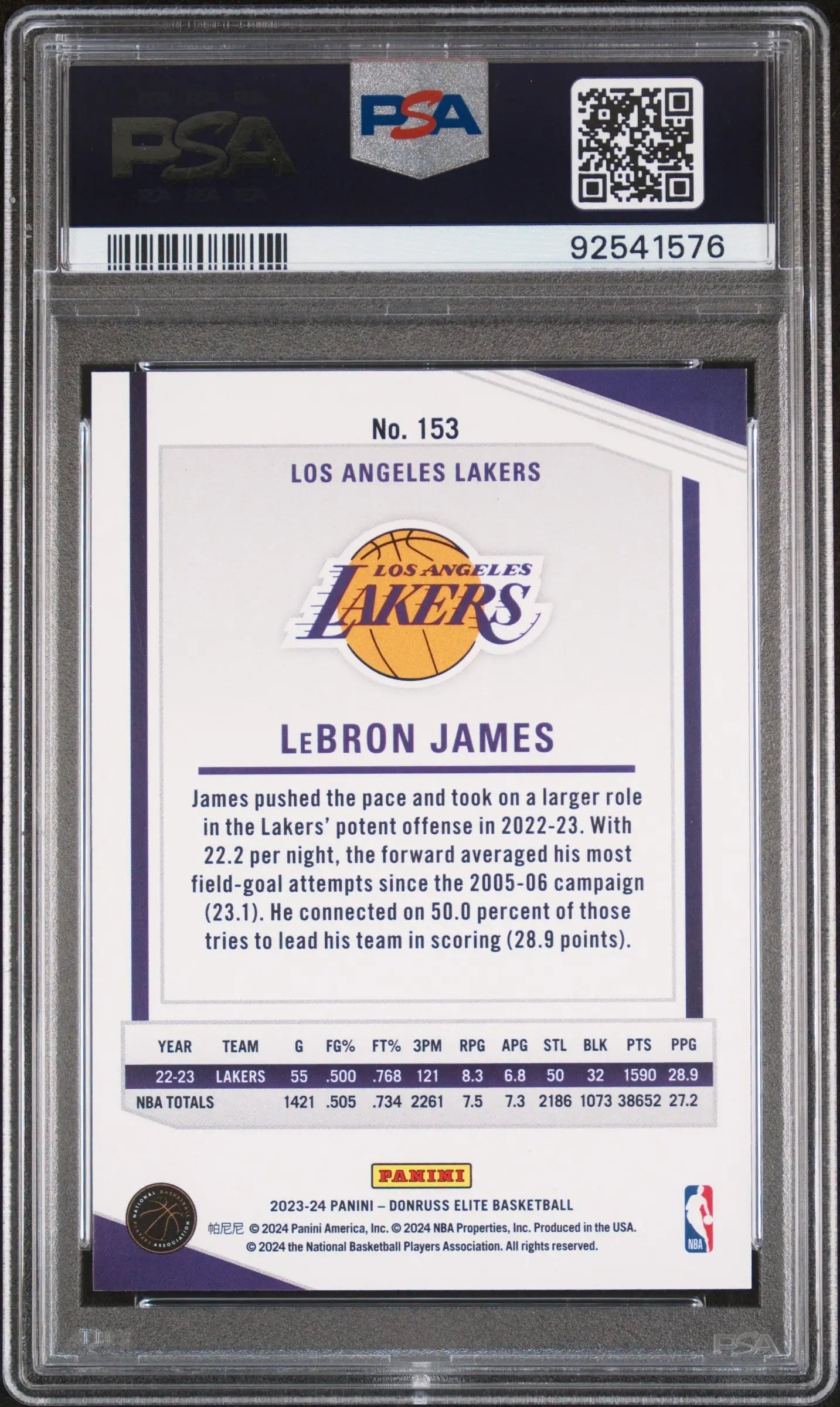 LeBron James 2023 Donruss Elite #153 Mixorama PSA 9 Mint - Singles