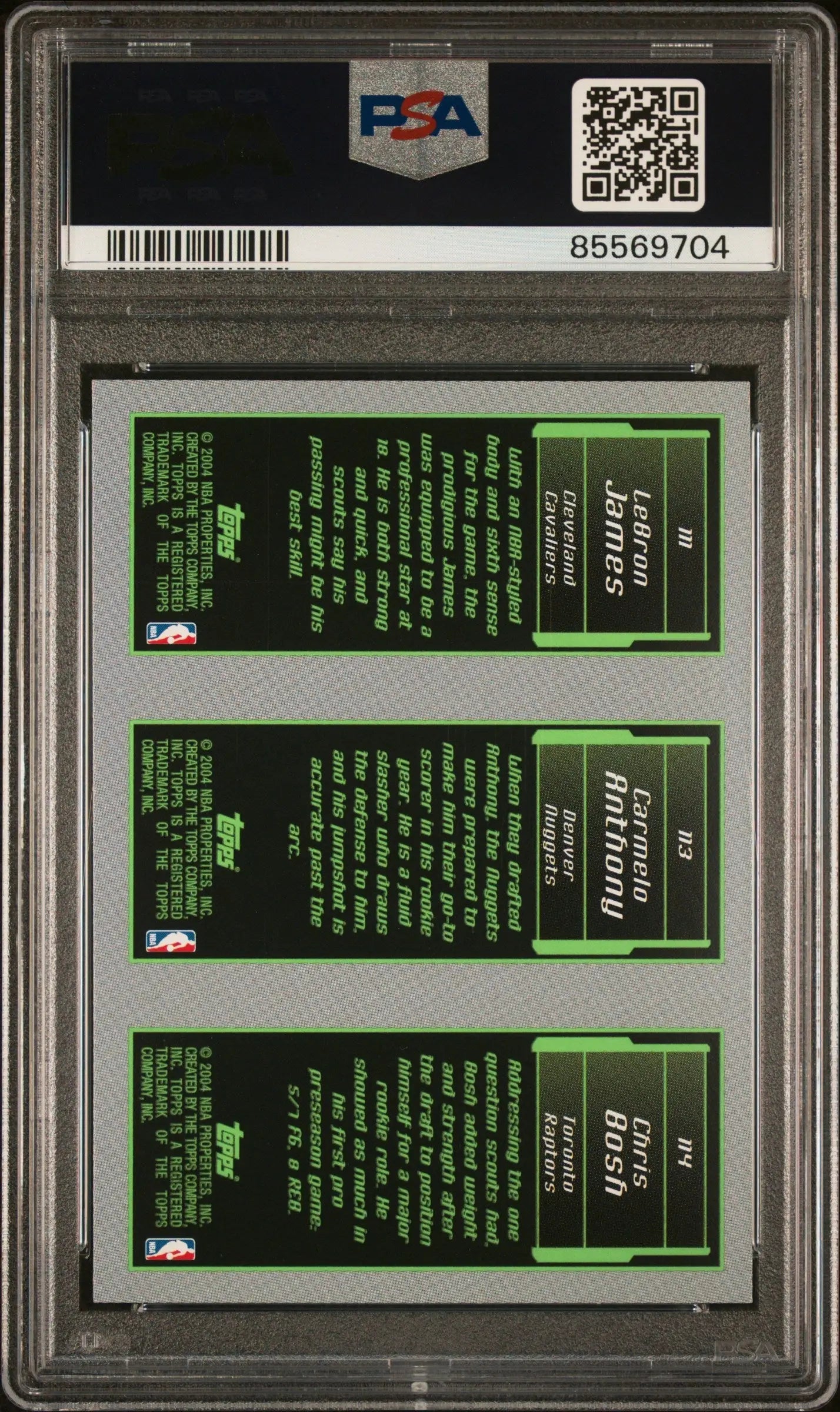 Graded Lebron James Bosh Anthony 2003 Topps Rookie Matrix PSA 9 Mint sports card