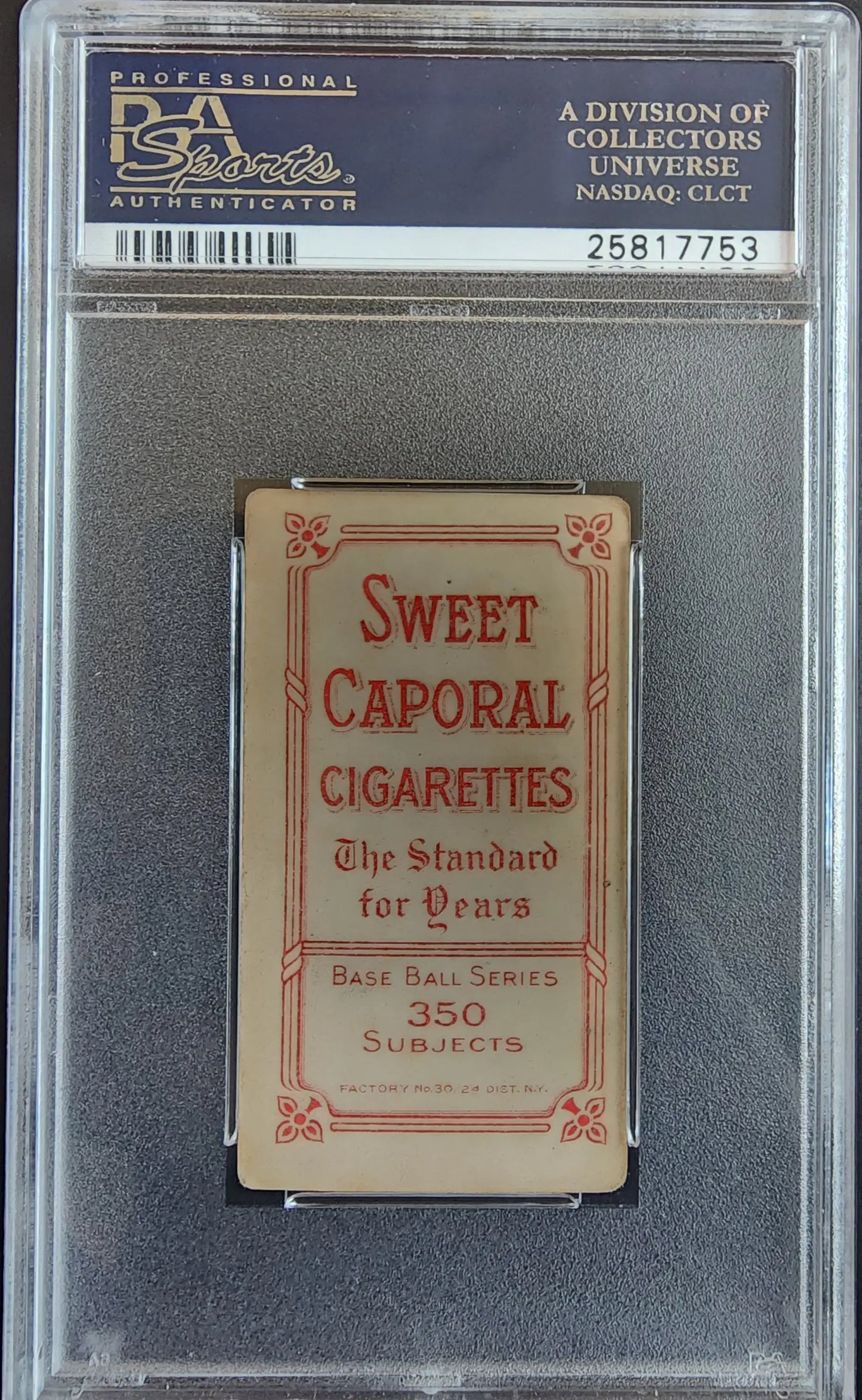 PSA-graded Lee Quillen Quillin T206 Sweet Caporal cigarette card in protective holder