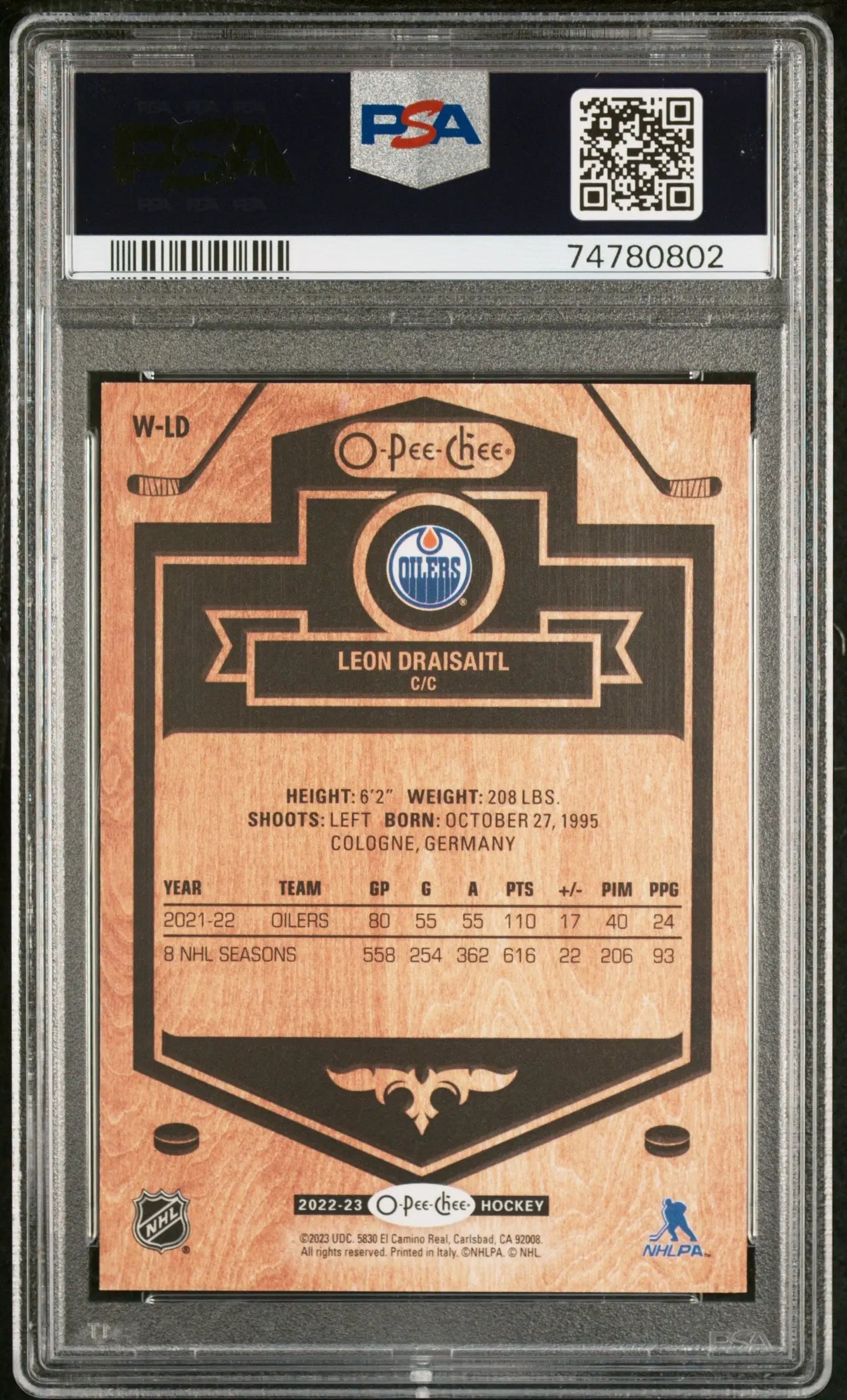 Leon Draisaitl 2022 O-Pee-Chee Woodies PSA 9 Mint - Singles