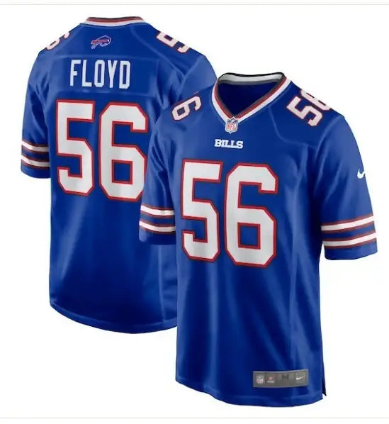 Blue NFL Buffalo Bills Leonard Floyd jersey with number 56 and Floyd on back